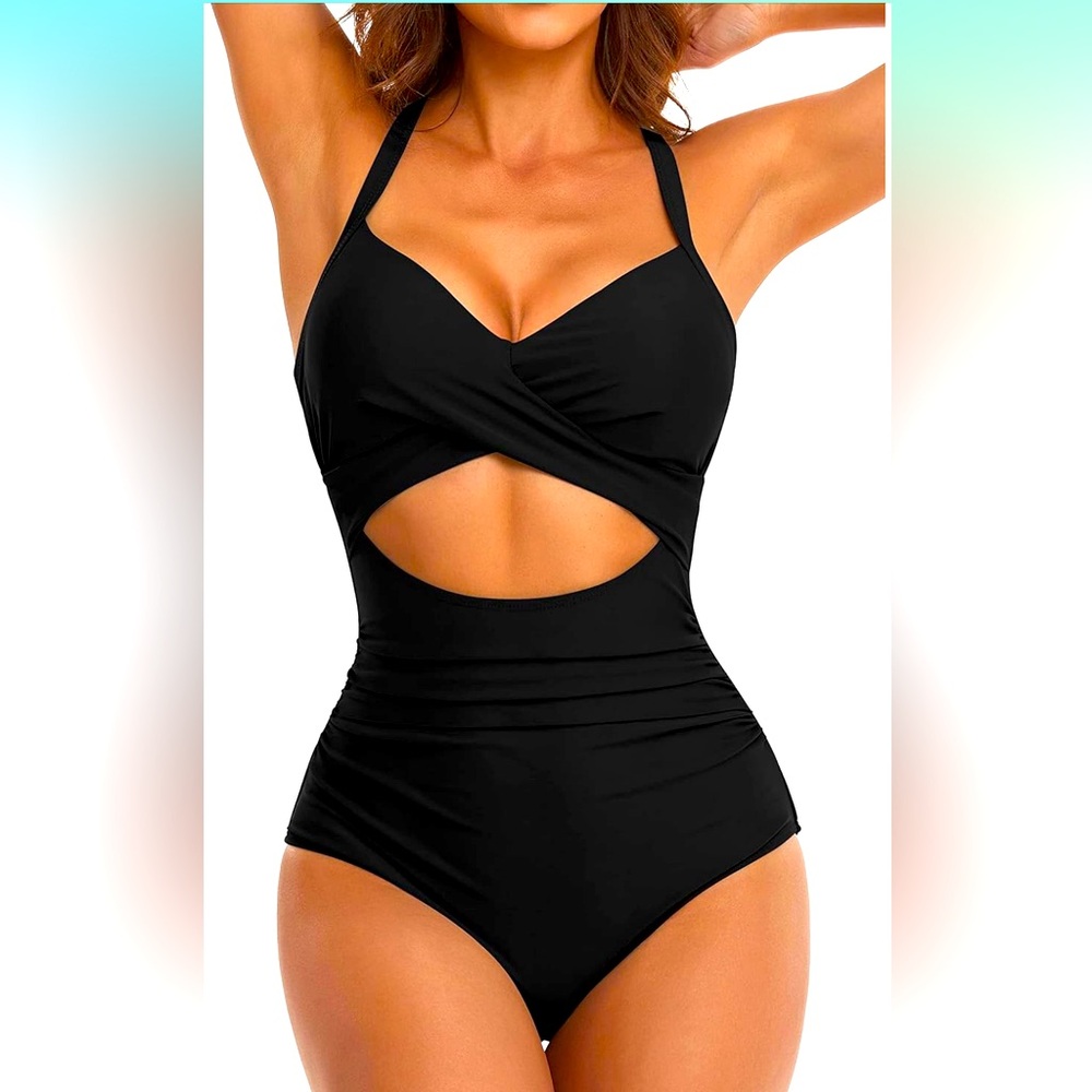 🚘Eomenie Women's One Piece Swimsuits Tummy Control Cutout High Waisted Bathing